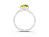 Silver Princess Cut Yellow Sapphire Solitaire Ring with Flower Prong Setting and Classic Band_15