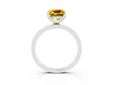 Silver Princess Cut Yellow Sapphire Solitaire Ring with Thin Band and Prong Setting_45
