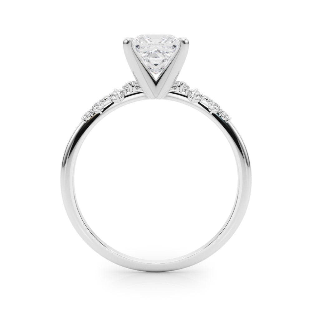 Silver Princess Diamond Cluster Prong-Set Solitaire Ring 1