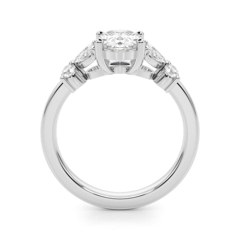 Silver Princess Diamond Floral Cluster Ring with Solitaire Band and Prong Setting 2