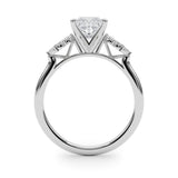 Silver Princess Diamond Floral Side Stone Solitaire with Marquise Accents and Four-Prong Setting 1