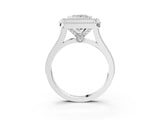 Silver Princess Diamond Halo Ring with Milgrain Frame and Pavé Band 3