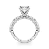 Silver 2.00 Carat D VVS1 Princess Diamond Pavé Band Solitaire Ring with Four-Prong Setting