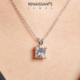 Silver Princess Diamond Solitaire Pendant with Four Prong Setting_11