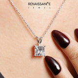 Silver Princess Diamond Solitaire Pendant with Four Prong Setting_12