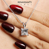 Silver Princess Diamond Solitaire Pendant with Four Prong Setting_13