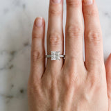 Silver Princess Diamond Solitaire with Pave Band and Six-Prong Setting_83