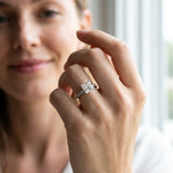 Silver Princess Diamond Solitaire with Pave Band and Six-Prong Setting_86