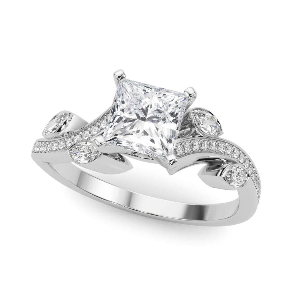 Silver Princess Diamond Swirl Band with Prong Setting 2