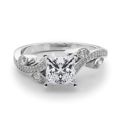 Silver Princess Diamond Swirl Band with Prong Setting