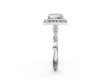 Silver Princess Halo Diamond Engagement Ring with Twisted Band and Four-Prong Setting 2