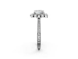 Silver Princess Halo Milgrain Pave Diamond Ring with Four-Prong Setting 2