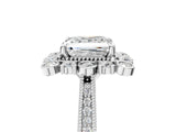 Silver Princess Halo Milgrain Pave Diamond Ring with Four-Prong Setting 5