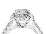Silver Princess Halo Round Diamond Pave Band with Prong Setting 4