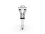 Silver Princess Halo Split Shank Diamond Ring with Milgrain Prong Setting_8