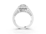 Silver Princess Halo Split Shank Diamond Ring with Milgrain Prong Setting_9