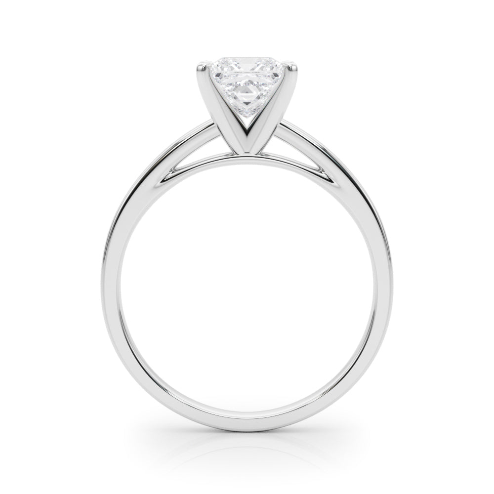 Silver Princess Solitaire Diamond Engagement Ring with Four-Prong Setting on a Classic Band 1