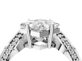 Silver Princess Solitaire Diamond Engagement Ring with Pave Band and Four-Prong Setting 5