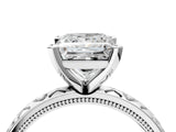 Silver Princess Solitaire Diamond Engagement Ring with XO Engraved Band and Four-Prong Setting 4