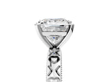 Silver Princess Solitaire Diamond Engagement Ring with XO Engraved Band and Four-Prong Setting 5