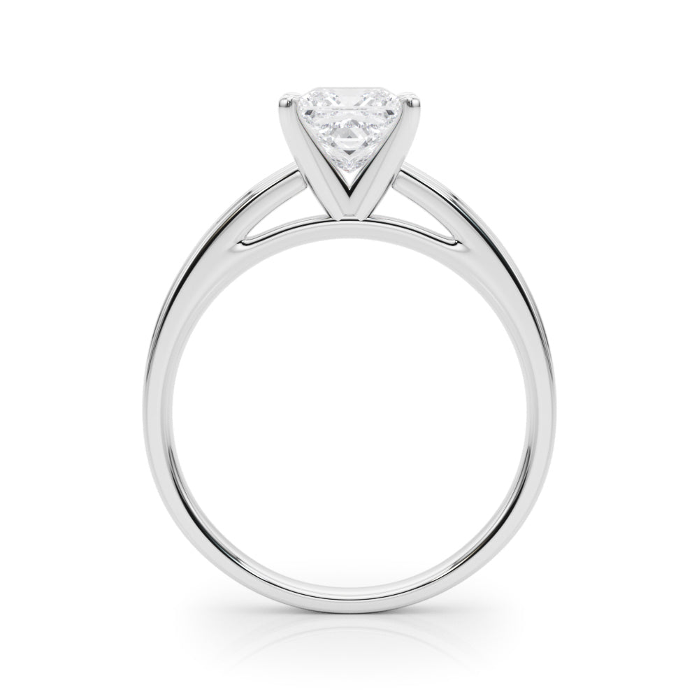 Silver Princess Solitaire Diamond Ring with Four-Prong Setting and Classic Band 1