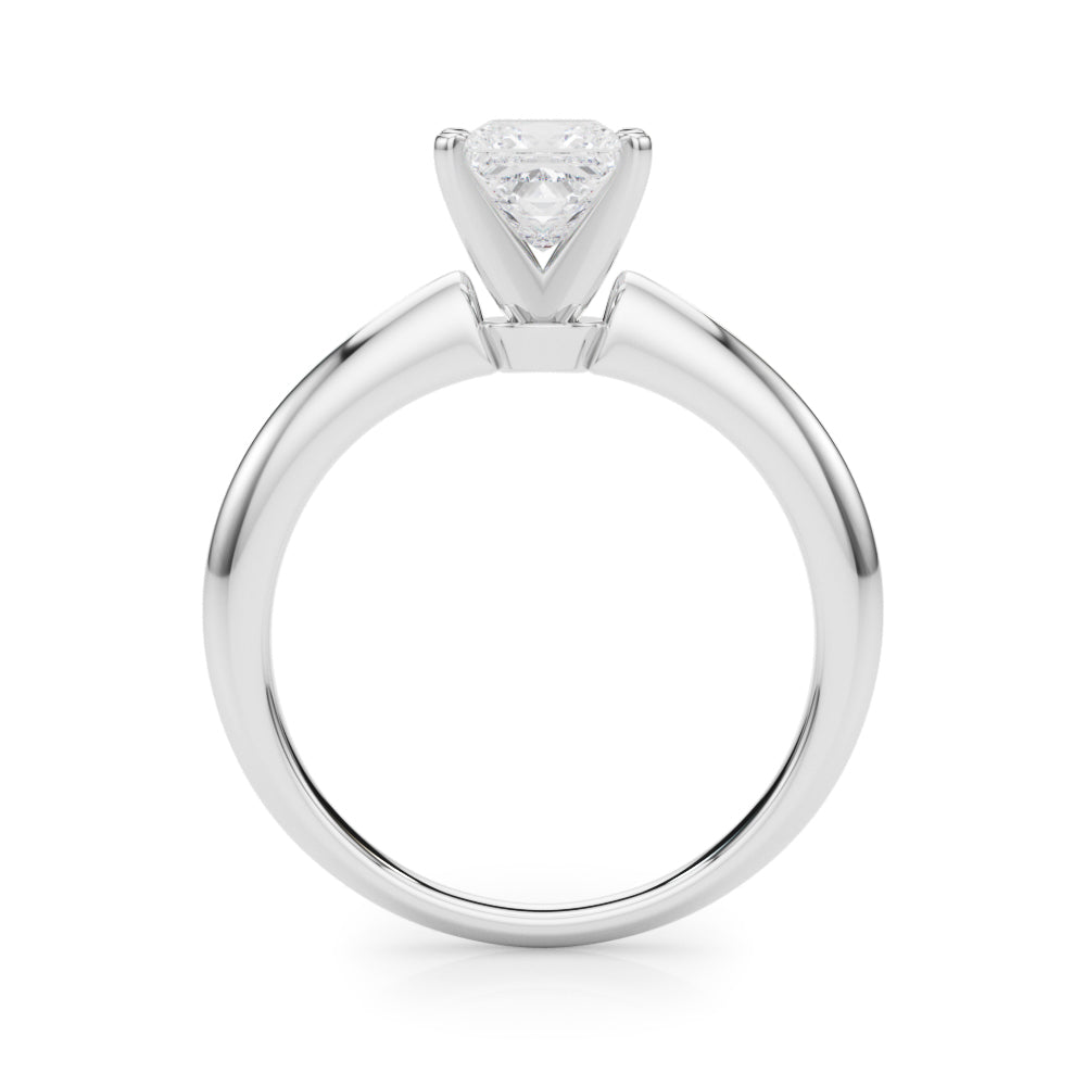 Silver Princess Solitaire Diamond Ring with Six-Prong Setting on a Classic Band 1
