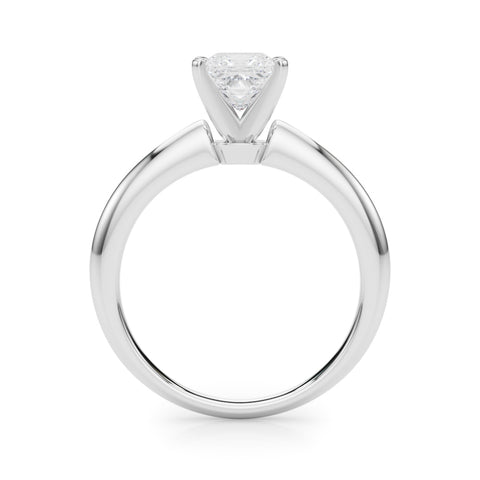 Silver Princess Solitaire Diamond Ring with Six-Prong Setting on a Classic Band 1