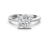Silver Princess Solitaire Diamond Ring with Split Shank and Four-Prong Setting_12