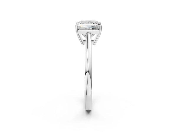 Sterling Silver Princess Cut Cathedral Solitaire Engagement Ring Setting with Open Shoulders