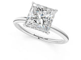 Silver Princess Solitaire Diamond Ring with a Classic Band and Four-Prong Setting 1