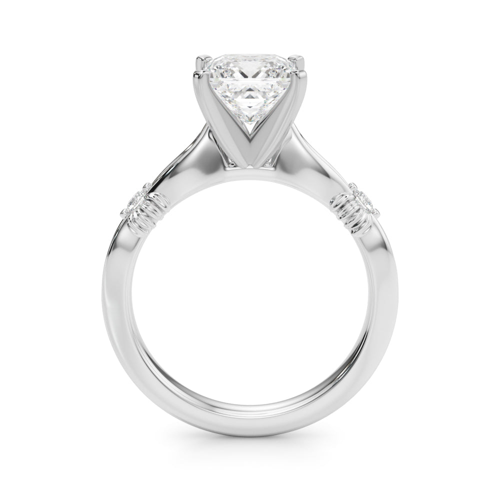 Silver Princess Solitaire Diamond Twisted Band with Four-Prong Setting 1