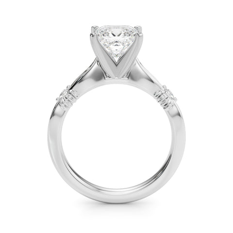 Silver Princess Solitaire Diamond Twisted Band with Four-Prong Setting 1