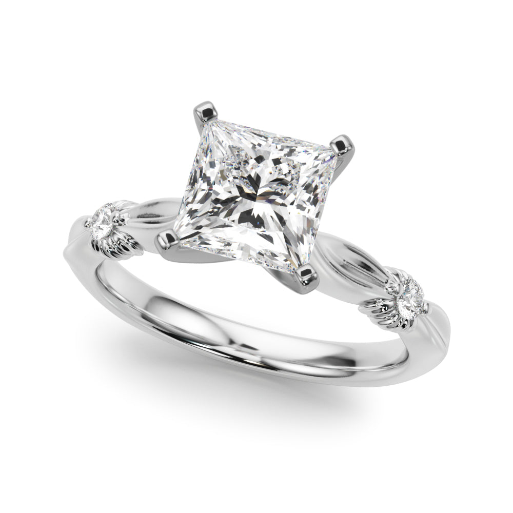 Silver Princess Solitaire Diamond Twisted Band with Four-Prong Setting 2