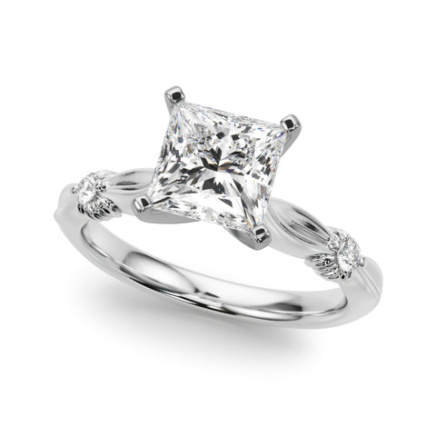 Silver Princess Solitaire Diamond Twisted Band with Four-Prong Setting 2