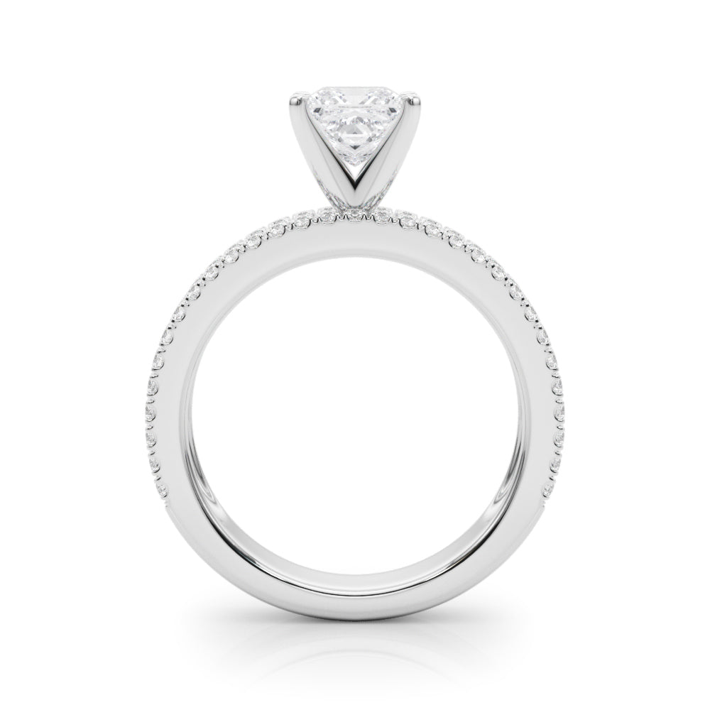 Silver Princess Solitaire Diamond with Pave and Channel Set Band 1