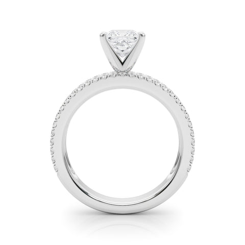 Silver Princess Solitaire Diamond with Pave and Channel Set Band 1