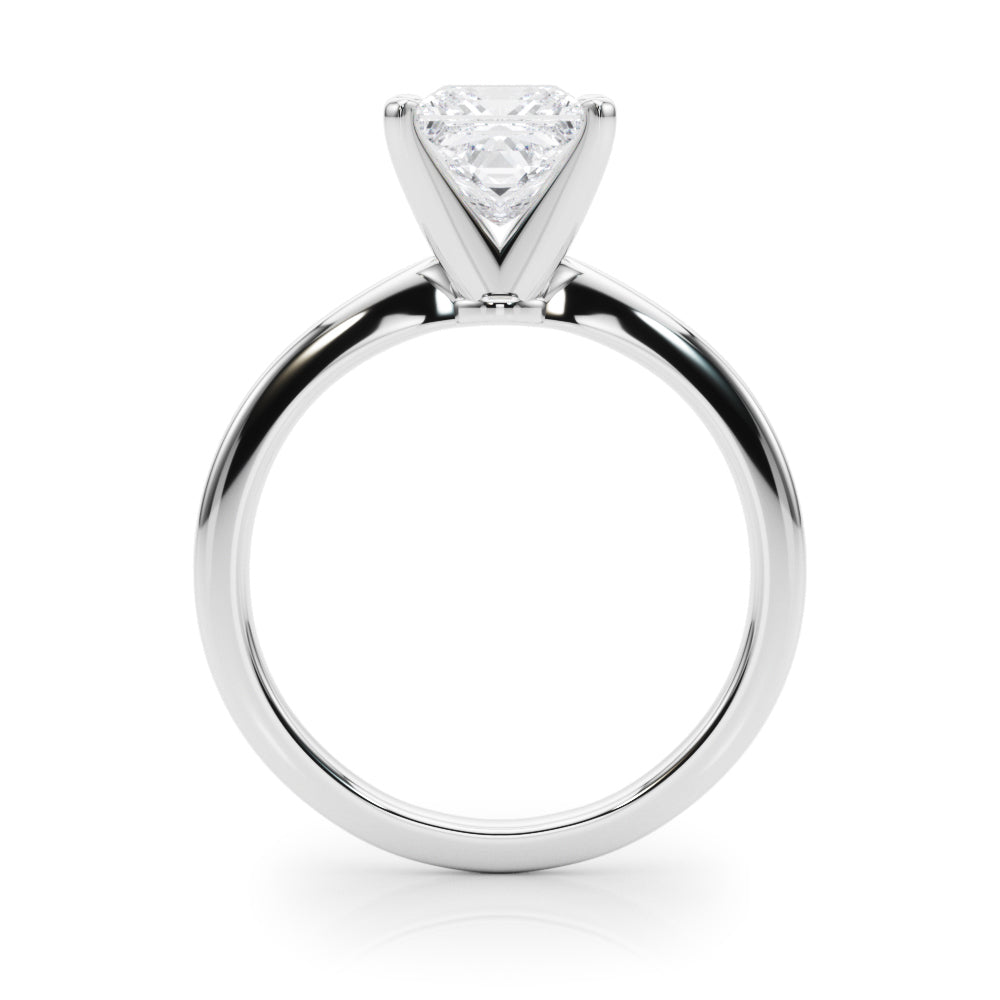 Silver Princess Solitaire Engagement Ring with Classic Band and Four-Prong Setting 1