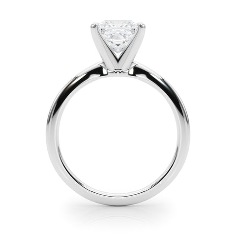 Silver Princess Solitaire Engagement Ring with Classic Band and Four-Prong Setting 1