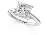 Silver Princess Solitaire Engagement Ring with Four-Prong Setting and Classic Band 2