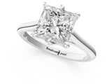 Silver Princess Solitaire Engagement Ring with Six-Prong Setting and Classic Band 1