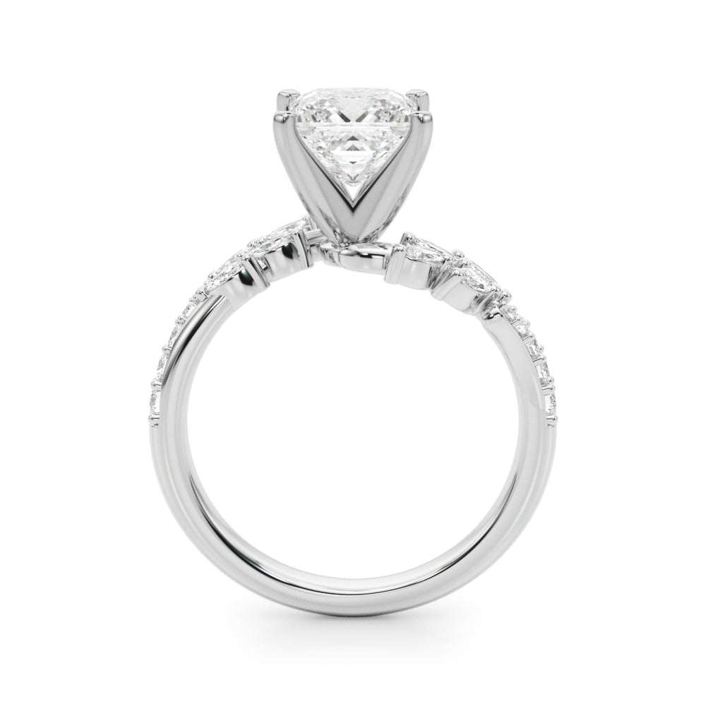 Silver Princess Solitaire Marquise Twist Band with Six-Prong Setting 1