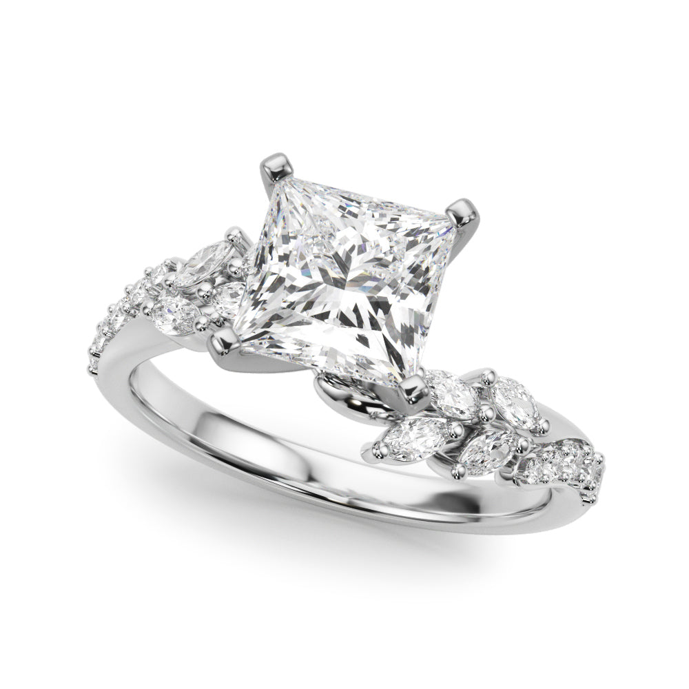 Silver Princess Solitaire Marquise Twist Band with Six-Prong Setting 2