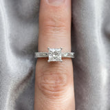 Silver Princess Solitaire Milgrain Engraved Band with Four-Prong Setting_26