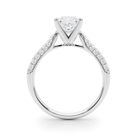 Silver Princess Solitaire Pavé Diamond Engagement Ring with Four-Prong Setting 1