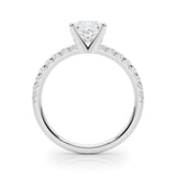 10K White Gold 2.05 Carat F VS1 Princess Solitaire Pave Diamond Engagement Ring with Four-Prong Setting
