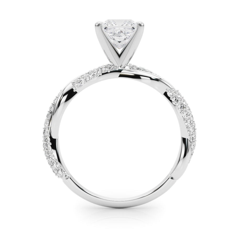 Silver Princess Solitaire Twist Band with Pave Prong Setting 1