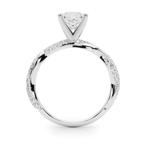 Silver Princess Solitaire Twist Band with Pave Prong Setting 1