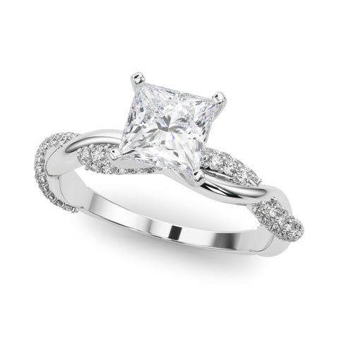Silver Princess Solitaire Twist Band with Pave Prong Setting 2