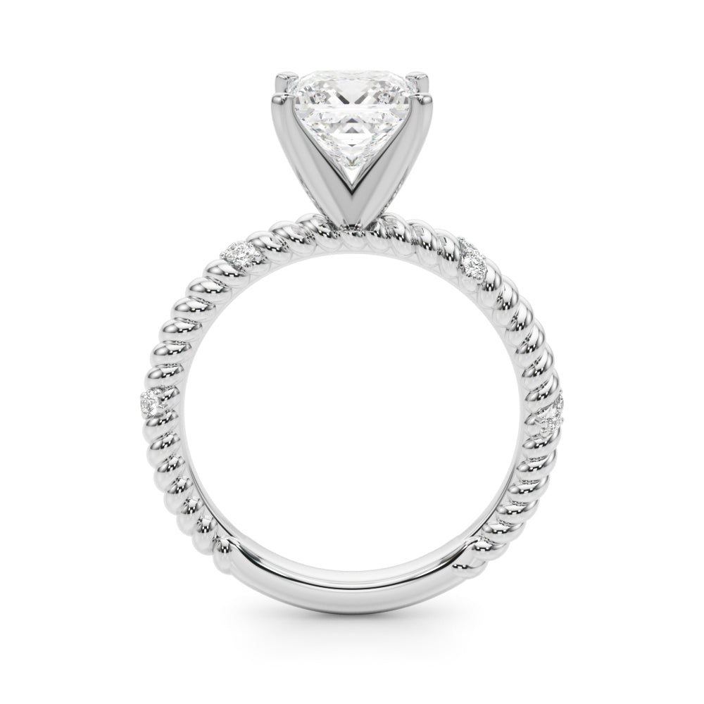 Silver Princess Solitaire Twisted Band Prong Set Engagement Ring 1