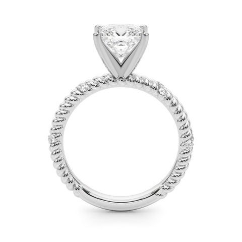 Silver Princess Solitaire Twisted Band Prong Set Engagement Ring 1